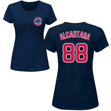 Women's Chicago Cubs Kevin Alcantara ＃88 Roster Name & Number T-Shirt - Navy