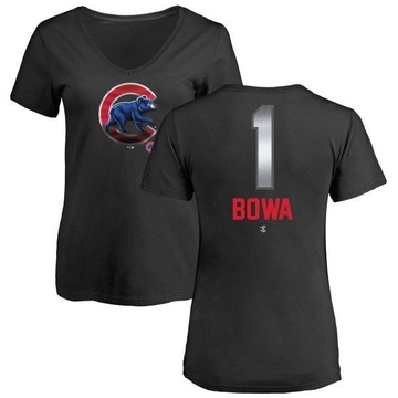 Women's Chicago Cubs Larry Bowa ＃1 Midnight Mascot V-Neck T-Shirt - Black