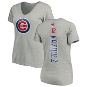 Women's Chicago Cubs Luis Vazquez ＃12 Backer Slim Fit T-Shirt Ash