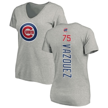 Women's Chicago Cubs Luis Vazquez ＃75 Backer Slim Fit T-Shirt Ash