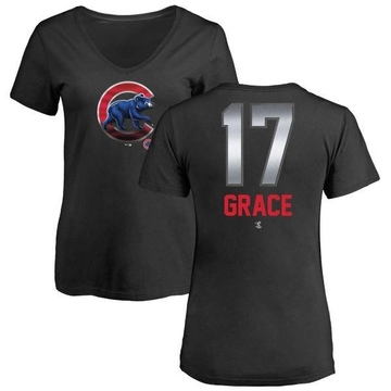 Women's Chicago Cubs Mark Grace ＃17 Midnight Mascot V-Neck T-Shirt - Black