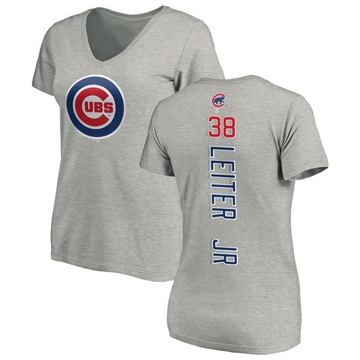 Women's Chicago Cubs Mark Leiter Jr. ＃38 Backer Slim Fit T-Shirt Ash