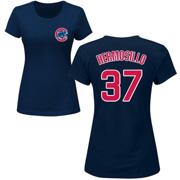 Women's Chicago Cubs Michael Hermosillo ＃37 Roster Name & Number T-Shirt - Navy