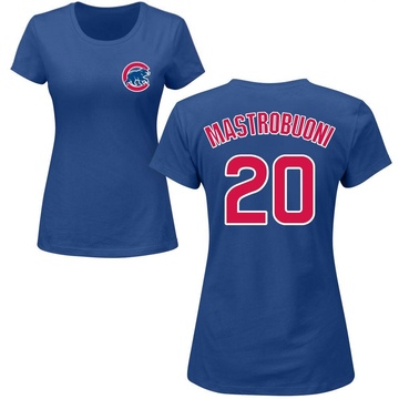 Women's Chicago Cubs Miles Mastrobuoni ＃20 Roster Name & Number T-Shirt - Royal