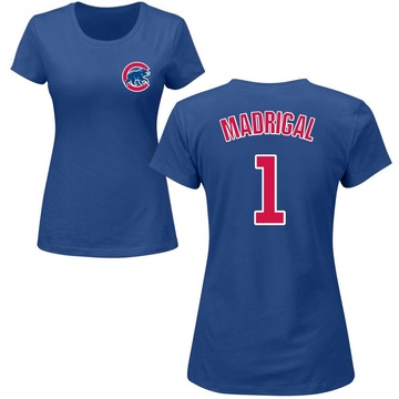 Women's Chicago Cubs Nick Madrigal ＃1 Roster Name & Number T-Shirt - Royal