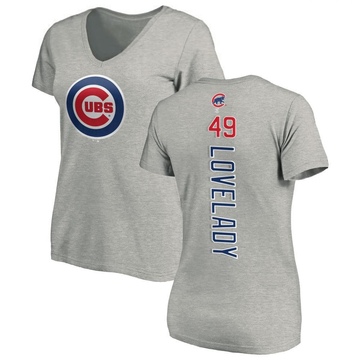 Women's Chicago Cubs Richard Lovelady ＃49 Backer Slim Fit T-Shirt Ash