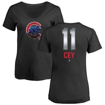 Women's Chicago Cubs Ron Cey ＃11 Midnight Mascot V-Neck T-Shirt - Black