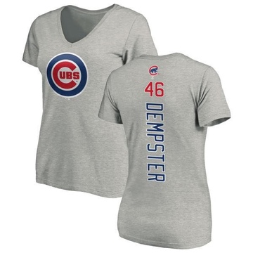 Women's Chicago Cubs Ryan Dempster ＃46 Backer Slim Fit T-Shirt Ash