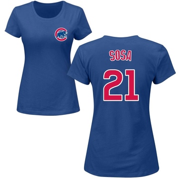 Women's Chicago Cubs Sammy Sosa ＃21 Roster Name & Number T-Shirt - Royal