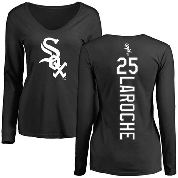 Women's Chicago White Sox Adam LaRoche ＃25 Backer Slim Fit Long Sleeve T-Shirt - Black