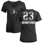 Women's Chicago White Sox Andrew Benintendi ＃23 Midnight Mascot V-Neck T-Shirt - Black