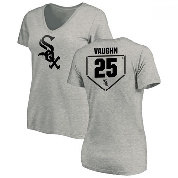 Women's Chicago White Sox Andrew Vaughn ＃25 RBI Slim Fit V-Neck T-Shirt Heathered - Gray