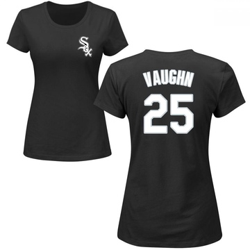 Women's Chicago White Sox Andrew Vaughn ＃25 Roster Name & Number T-Shirt - Black