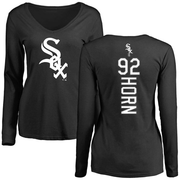 Women's Chicago White Sox Bailey Horn ＃92 Backer Slim Fit Long Sleeve T-Shirt - Black