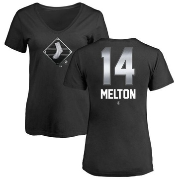 Women's Chicago White Sox Bill Melton ＃14 Midnight Mascot V-Neck T-Shirt - Black