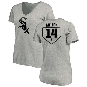 Women's Chicago White Sox Bill Melton ＃14 RBI Slim Fit V-Neck T-Shirt Heathered - Gray