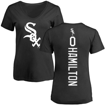 Women's Chicago White Sox Billy Hamilton ＃0 Backer Slim Fit T-Shirt - Black