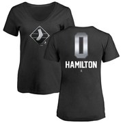 Women's Chicago White Sox Billy Hamilton ＃0 Midnight Mascot V-Neck T-Shirt - Black