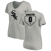 Women's Chicago White Sox Billy Hamilton ＃0 RBI Slim Fit V-Neck T-Shirt Heathered - Gray