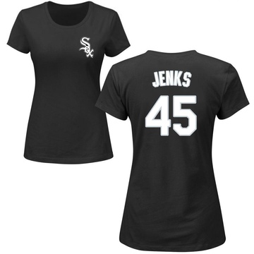 Women's Chicago White Sox Bobby Jenks ＃45 Roster Name & Number T-Shirt - Black