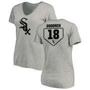 Women's Chicago White Sox Brian Goodwin ＃18 RBI Slim Fit V-Neck T-Shirt Heathered - Gray