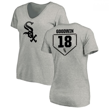 Women's Chicago White Sox Brian Goodwin ＃18 RBI Slim Fit V-Neck T-Shirt Heathered - Gray