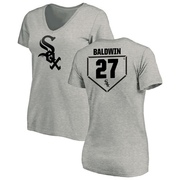 Women's Chicago White Sox Brooks Baldwin ＃27 RBI Slim Fit V-Neck T-Shirt Heathered - Gray