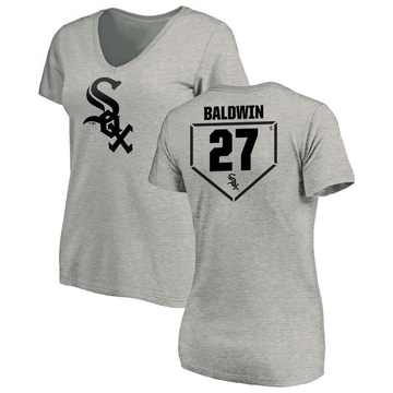 Women's Chicago White Sox Brooks Baldwin ＃27 RBI Slim Fit V-Neck T-Shirt Heathered - Gray