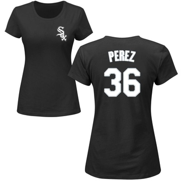 Women's Chicago White Sox Carlos Perez ＃36 Roster Name & Number T-Shirt - Black