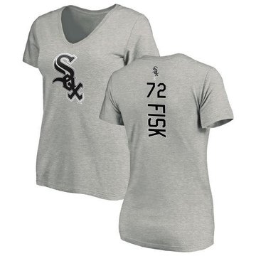 Women's Chicago White Sox Carlton Fisk ＃72 Backer Slim Fit T-Shirt Ash