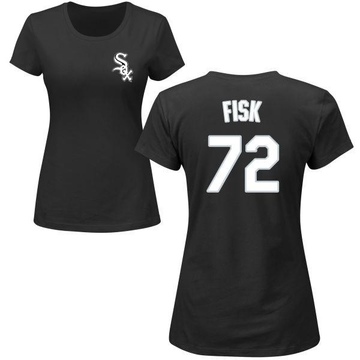 Women's Chicago White Sox Carlton Fisk ＃72 Roster Name & Number T-Shirt - Black