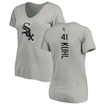 Women's Chicago White Sox Chad Kuhl ＃41 Backer Slim Fit T-Shirt Ash