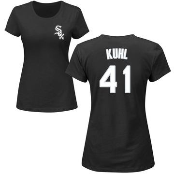 Women's Chicago White Sox Chad Kuhl ＃41 Roster Name & Number T-Shirt - Black