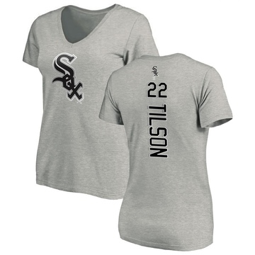 Women's Chicago White Sox Charlie Tilson ＃22 Backer Slim Fit T-Shirt Ash