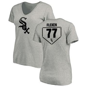 Women's Chicago White Sox Chris Flexen ＃77 RBI Slim Fit V-Neck T-Shirt Heathered - Gray