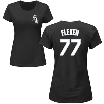 Women's Chicago White Sox Chris Flexen ＃77 Roster Name & Number T-Shirt - Black