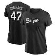 Women's Chicago White Sox Chuckie Robinson ＃47 City Connect Name & Number T-Shirt - Black