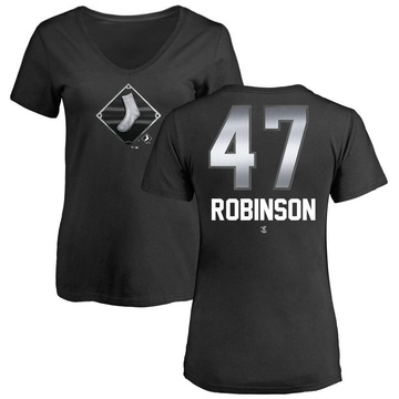 Women's Chicago White Sox Chuckie Robinson ＃47 Midnight Mascot V-Neck T-Shirt - Black