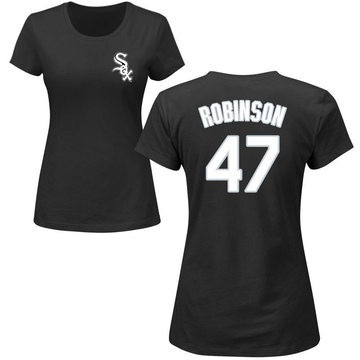 Women's Chicago White Sox Chuckie Robinson ＃47 Roster Name & Number T-Shirt - Black