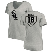 Women's Chicago White Sox Daniel Palka ＃18 RBI Slim Fit V-Neck T-Shirt Heathered - Gray