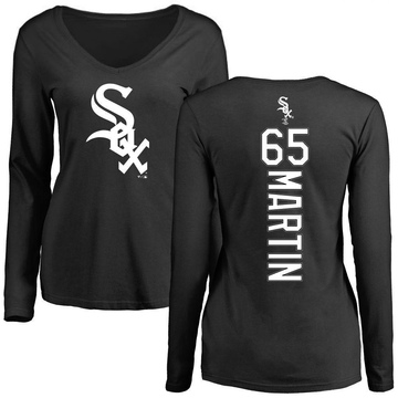 Women's Chicago White Sox Davis Martin ＃65 Backer Slim Fit Long Sleeve T-Shirt - Black