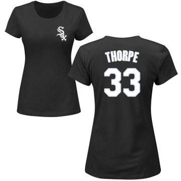 Women's Chicago White Sox Drew Thorpe ＃33 Roster Name & Number T-Shirt - Black