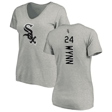 Women's Chicago White Sox Early Wynn ＃24 Backer Slim Fit T-Shirt Ash