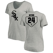 Women's Chicago White Sox Early Wynn ＃24 RBI Slim Fit V-Neck T-Shirt Heathered - Gray