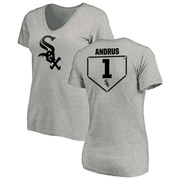 Women's Chicago White Sox Elvis Andrus ＃1 RBI Slim Fit V-Neck T-Shirt Heathered - Gray