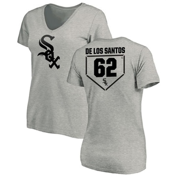 Women's Chicago White Sox Enyel De Los Santos ＃62 RBI Slim Fit V-Neck T-Shirt Heathered - Gray