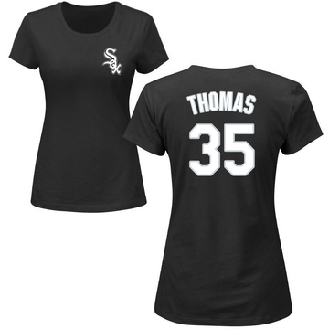 Women's Chicago White Sox Frank Thomas ＃35 Roster Name & Number T-Shirt - Black