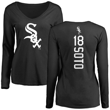 Women's Chicago White Sox Geovany Soto ＃18 Backer Slim Fit Long Sleeve T-Shirt - Black