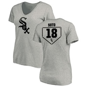 Women's Chicago White Sox Geovany Soto ＃18 RBI Slim Fit V-Neck T-Shirt Heathered - Gray