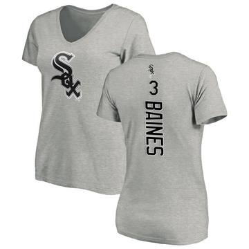 Women's Chicago White Sox Harold Baines ＃3 Backer Slim Fit T-Shirt Ash